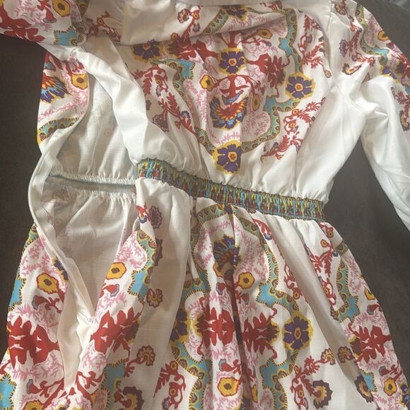 Women’s Floral Print White Summer Mini Dress *Tag Size M fits like a SMALL NEW - Picture 12 of 14
